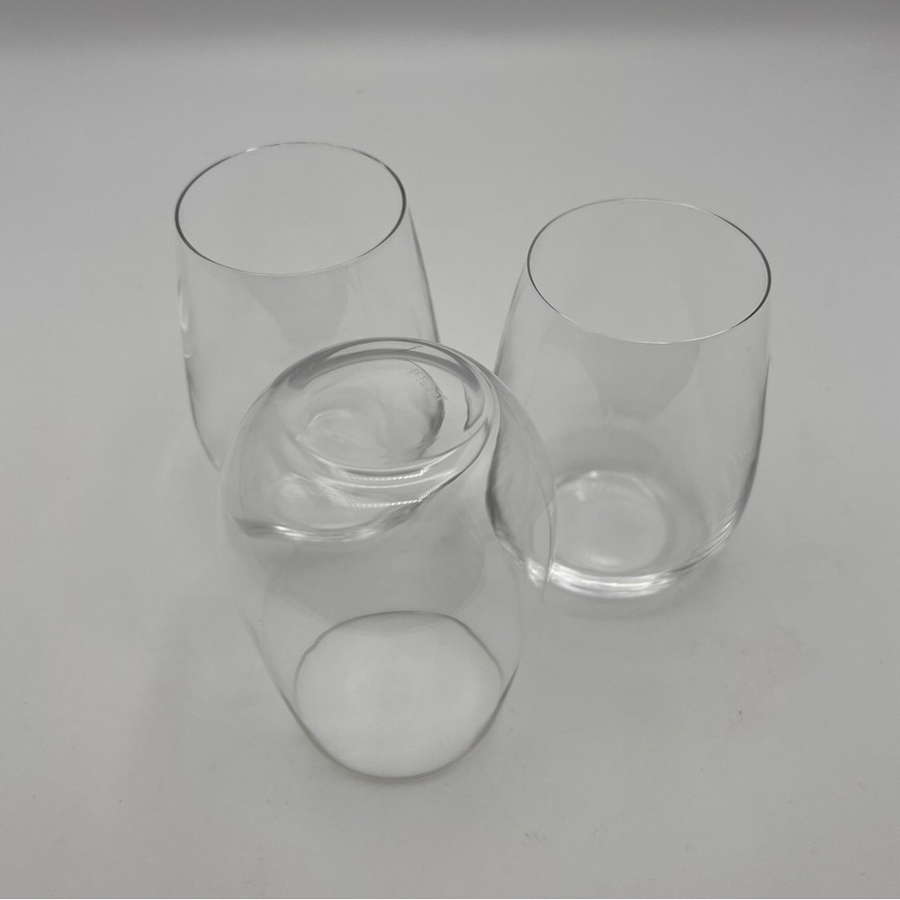 RIEDEL O Flat Wine Tumbler Glass Germany SET of THREE Non-Leaded Not-Stemmed